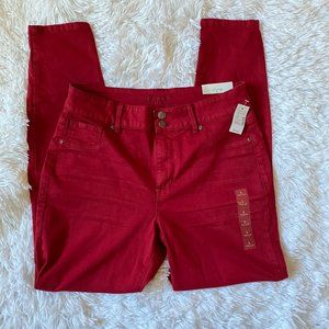 Maurices High Rise Red Double Button Jegging Large